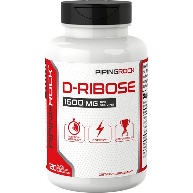 D-Ribose Capsules 1600mg | 120 Count | Non-GMO | By Piping Rock