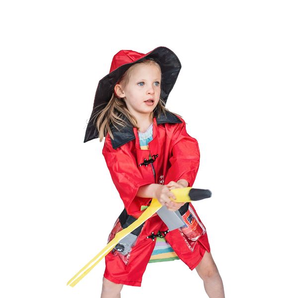 Dress Up America Firefighter Role-Play Set - Fire Chief Costume for Boys and Girls, Ages 3-9 Red