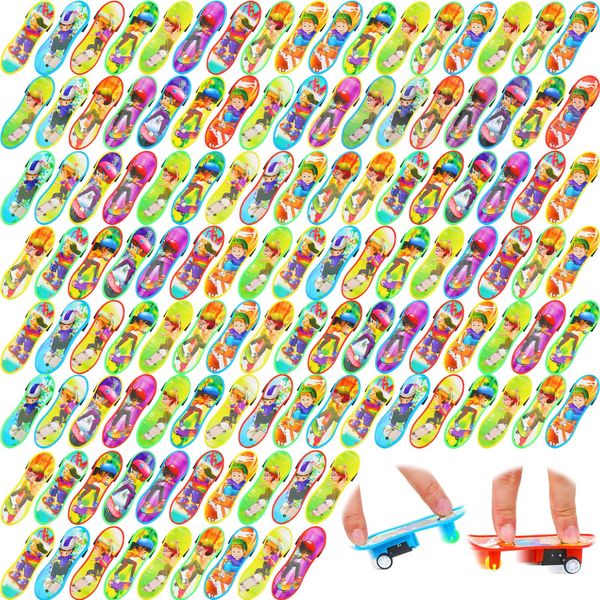 RoundFunny 144 Pcs Skateboard Pull Back Car Bulk Mini Fingerboards Finger Toys for Kids Boys Toddlers Girls Classroom Carnival Birthday Stocking Stuffers Gifts Party Favors Holiday Goodie Bag Stuffers