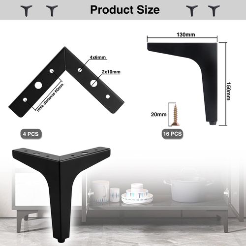 Moendergo 4 Pack Furniture Legs, 15cm Metal Sofa Table Legs Cabinet Feet with Screws Protector Feet, Replacement Furniture Legs for Cabinet, Wardrobe
