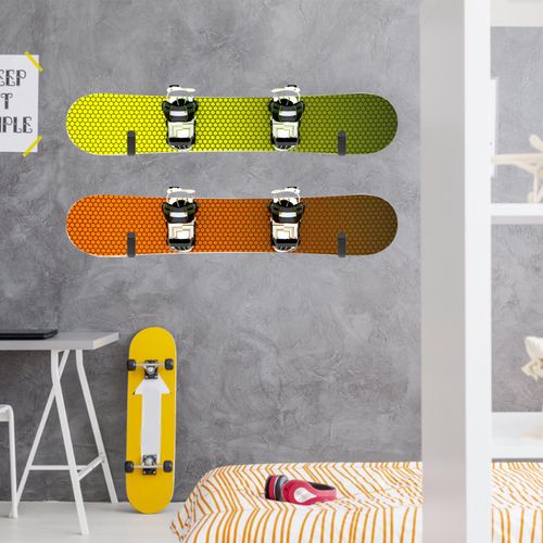 Skateboard Wall Mount, Snowboards Wall Shelf Display Rack, Ski Mount Wall, Deck Ski Holder, Storage Hooks, for Boards such as Skateboards, Longboards, Wakeboards and Roller Skates, 2 Pairs