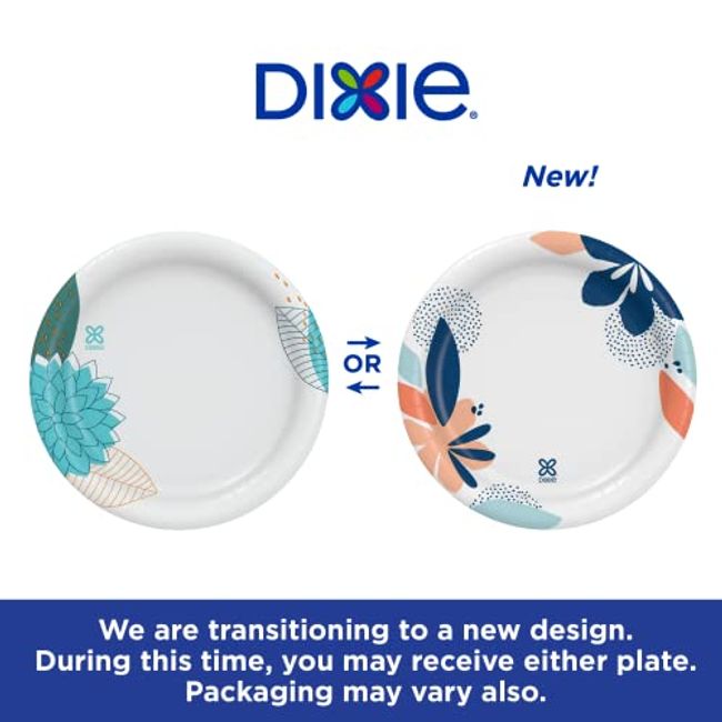 Dixie Everyday Paper Plates, 6 7/8, Dessert or Snack Size Printed  Disposable Plates, 50 Count (Pack of 1