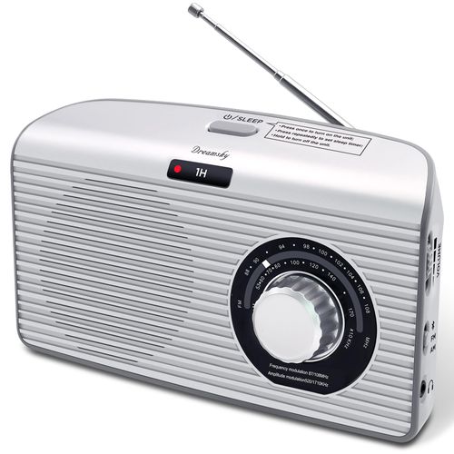 DreamSky AM FM Portable Radio with Sleep Timer & Bluetooth Loud Speaker, Transistor Radio Plug in Wall or Battery Operated for Home & Outdoor, Strong Reception, Easy to Use Large Dial, Seniors Gifts
