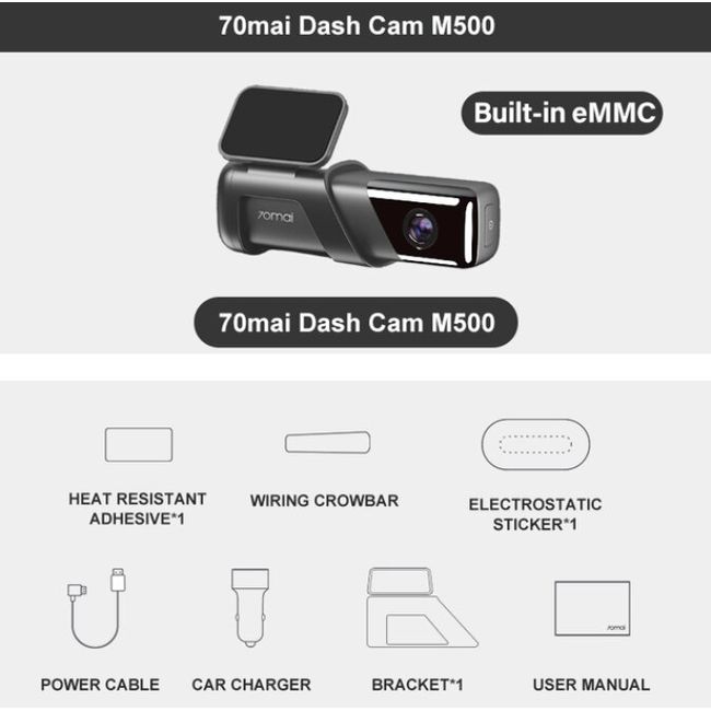 70mai Dash Cam M500 1944P 170FOV 70mai M500 Car DVR Dash Camera Recorder  GPS ADAS 24H Parking Monitor eMMC built-in Storage