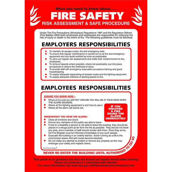 FIRE SAFETY POSTER A4 (297mm x 210mm) LAMINATED 400g The clearest FIRE Safety Sign. Health and safety signs