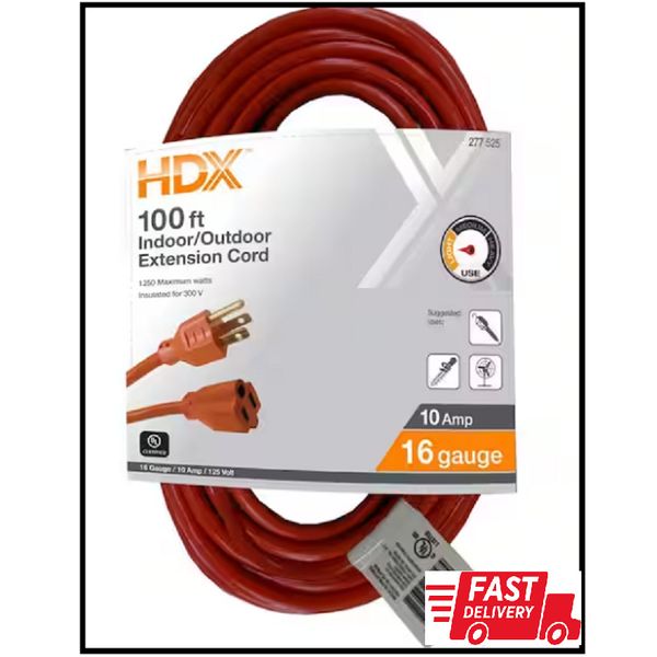 100 Ft. 16/3 Indoor/Outdoor Extension Cord, Orange