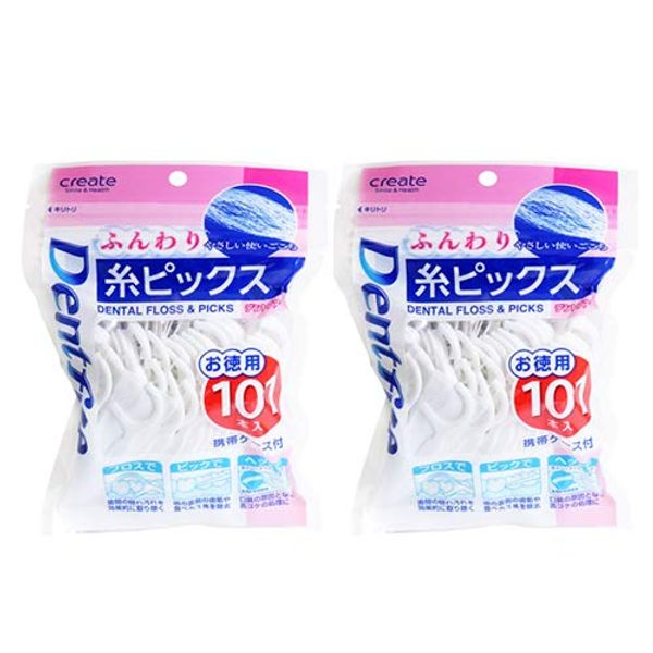 Dent Fine Thread Picks Fluffy Value Pack of 101 (Includes Mobile Case) x 2 Pieces