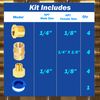 FloFlex Brass Fitting 13pcs, 1/4" X 1/8" NPT Kit, Reducing Adapter, Reducing Hex Nipple, Hex Bushing
