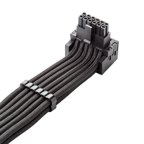 CableMod E-Series Pro ModFlex Sleeved 12V-2x6 12VHPWR 90° StealthSense PCIe Cable for EVGA G/G+ / P/P+ / T - Variant B (Black, 16-pin to Dual 8-pin, 60cm)