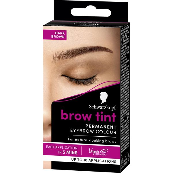 Schwarzkopf Brow Tint Professional formula Eyebrow Dye Brow Tinting Kit with Gentle Permanent Colour - Dark Brown (Packaging may vary)