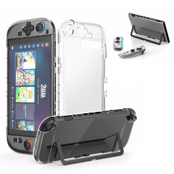 Qoosea Case Compatible with 2025 Nintendo Switch 2 Console, Detachable Protective PC Cover Shell for Switch 2 Shockproof Anti-Scratch -Transparent