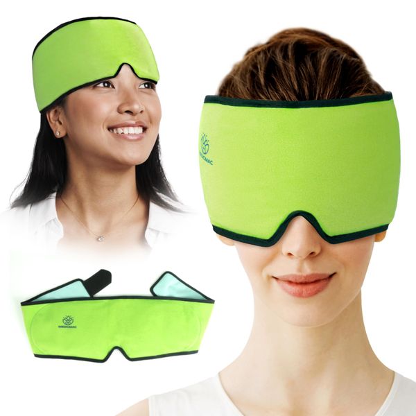 MEDICMAC® Hot & Cold Therapy Reusable Head Wrap for Migraine & Headache Pain Relief, Puffy Eyes, Hay Fever, Blocked Sinus, Stress Relief | Two-Sided Soft Fabric & Nylon Design for Temperature Control.