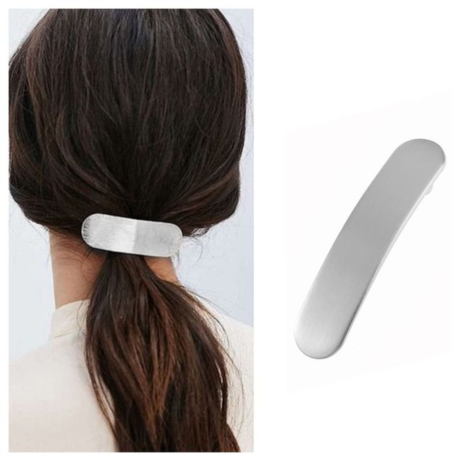 Dervivea Französische Metallstange Haarspange Geometrie Haarspange Clip Minimalistische Pferdeschwanz Halter Haarspange Silber Bar Haarspange Clip Dekorative Haarschmuck Für Frauen