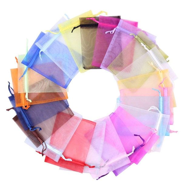 Wudygirl 100pcs 3.9 by 4.7 inches Colorful Organza Bags Drawstring Wedding Party Favor Jewelry Perfume Storage Sachets Soaps Marbles Coins(Blend 3.7x4.7)