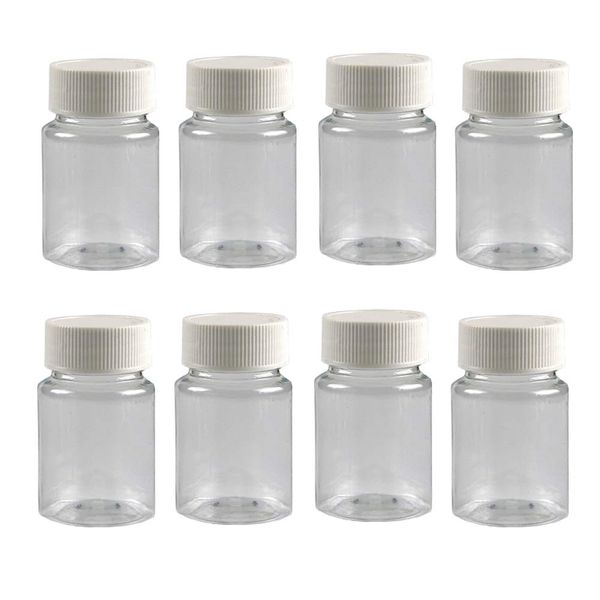 12PCS 50ML 1.7OZ Transparent Empty Plastic Bottles with White Screw Cap Solid Powder Holder Storage Box Refillable Portable Durable Container Jar Pot for Travel Daily Life