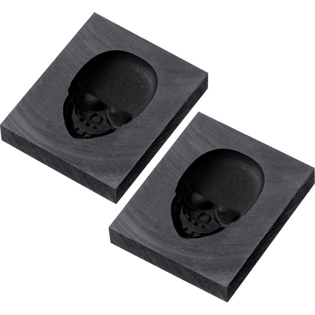 Cholemy 2 Pcs Skull Graphite Casting Ingot Molds 3D Metal Casting Molds Smelting Graphite Mold Jewelry Casting Tools Crucible Mold for Gold Silver Aluminum Copper Brass