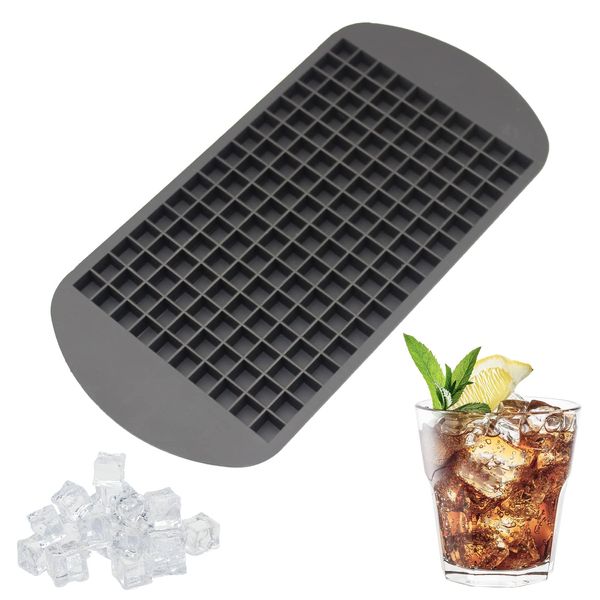 LEISURE CLUB Ice Cube Tray, Silicone, Mini Square, Ice Mold, Ice Maker, Makes Ice for Tea and Liquor, 160 Pieces, Easy to Remove (Black)