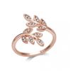 Philip Jones Rose Gold Plated Adjustable Leaf Ring Created with Zircondia® Crystals