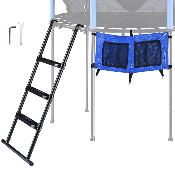 3 Step 43" Trampoline Ladder with Shoe Bag Anti Skid for 15 Ft Bounce Kid