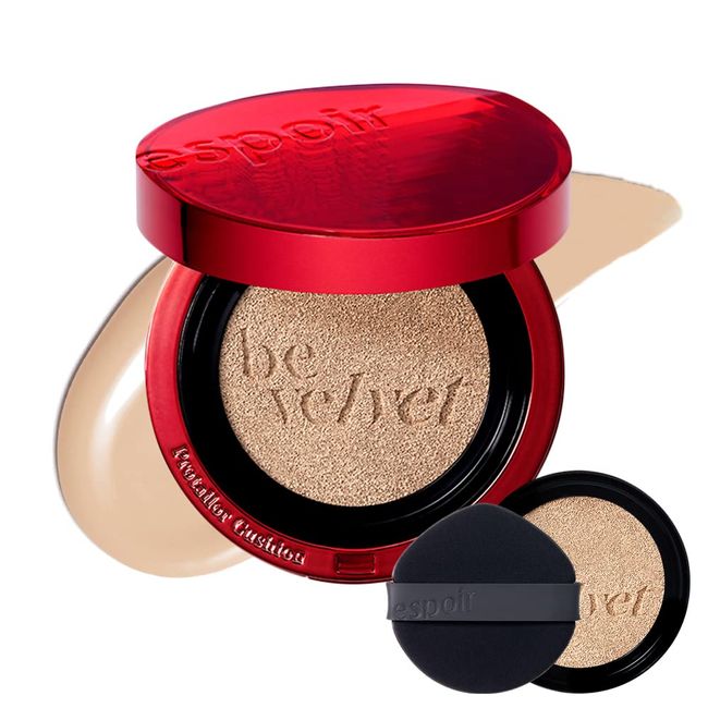 ESPOIR Pro Tailor Be Velvet Cushion SPF34 PA++ #4 Beige (13g+refill 13g) | Excellent long-lasting effect beyond the limitation of cushion | Lightweight Matte Skin Full Coverage Cushion Foundation | Korean Makeup