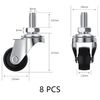 8 PCS Swivel Stem Casters,M8 Black 25mm(1 inch) Castor Wheels