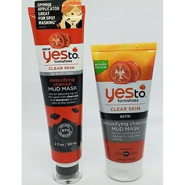 Bundle Yes To Tomatoes Clear Skin Acne Detoxifying Charcoal Mud Mask 2oz. NEW