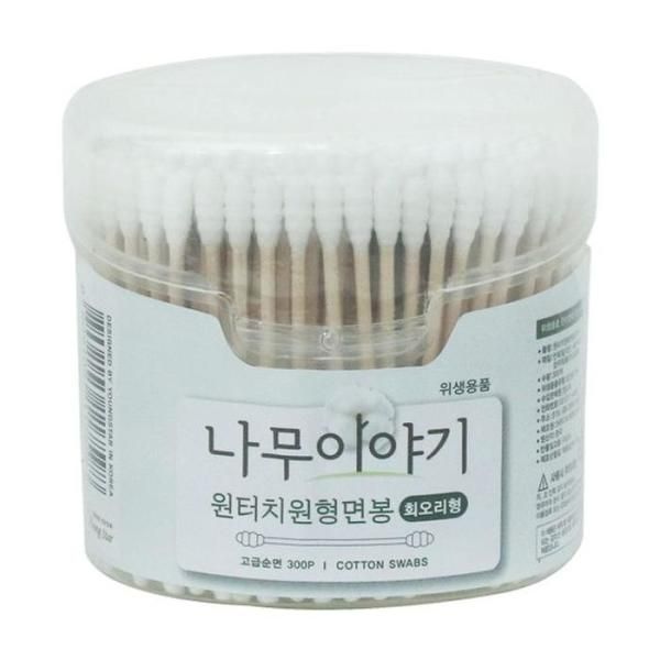 [XB6JK1JK] Wood Story One-Touch Round Cotton Swab 300p Tornado Type