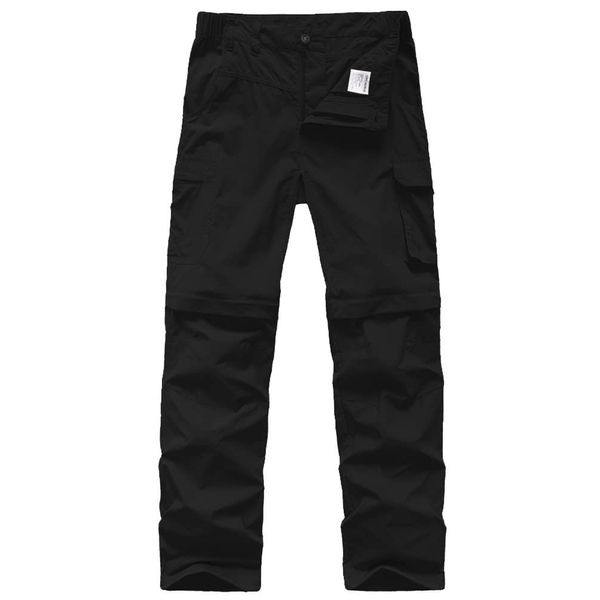 Boys Cargo Pants Big Kid, Hiking Quick Dry Lightweight Convertible Youth Waterproof Outdoor Camping Fishing Scout Pants #9016 Black-M