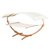Patio Outdoor Curved Arc Hammock Stand Wooden Bed Camping w/Canopy