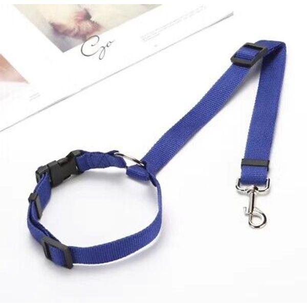 Pet Car Seat Belt ROYAL BLUE - 2 in 1 Leash & Backseat Safety Belt Adjustable