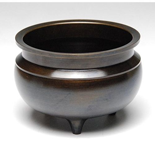 Hasegawa Buddhist Altar Incense Burner Desk Scoro (Brass Color Included) 4 Inch Incense Stand, Black Brown