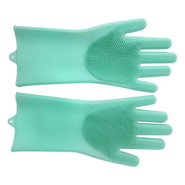 [Qalabka] Multi-functional Silicone Gloves, Magic Silicone Dishwashing Gloves, Scrubber, Reusable, Silicone Brush, Natural Rubber, Easy to Foam, Heat Resistant, Scrub, Rubber Gloves, Dishwashing, Kitchen, Bathroom, Cleaning, Home, Pet Hair Care, Car Wash,