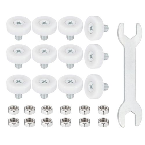 uxcell 19 mm Drawer Rollers Wheel Cabinet Positioning Sliding with Screw Wrench for File Document Drawers DIY Replacement Parts White, 12 Pcs