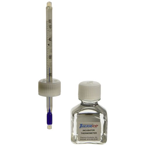Thermco ACCI0301BLS Accu-Safe Enclosed Chamber Blue Spirit Filled Thermometer, Incubator, 18° to 50°C Range, 0.5°C Division, 135mm Height
