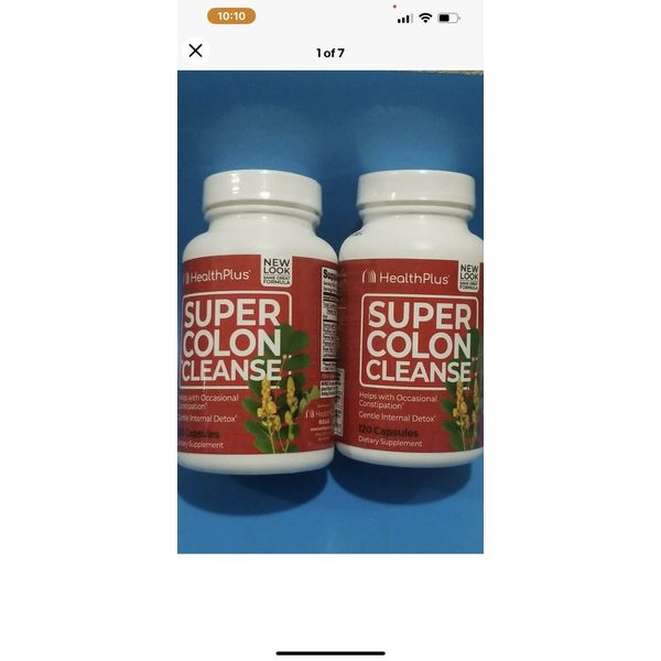 ( LOT OF 2 ) Health Plus SUPER COLON CLEANSE  500 mg - 120 Capsules• EXP : 2024