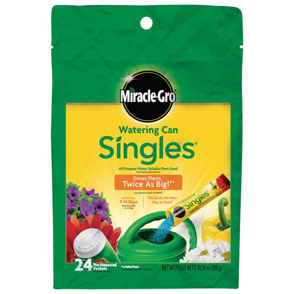 Miracle-Gro Watering Can Singles All Purpose Water Soluble Plant Food, Includes 24 Pre-Measured Packets