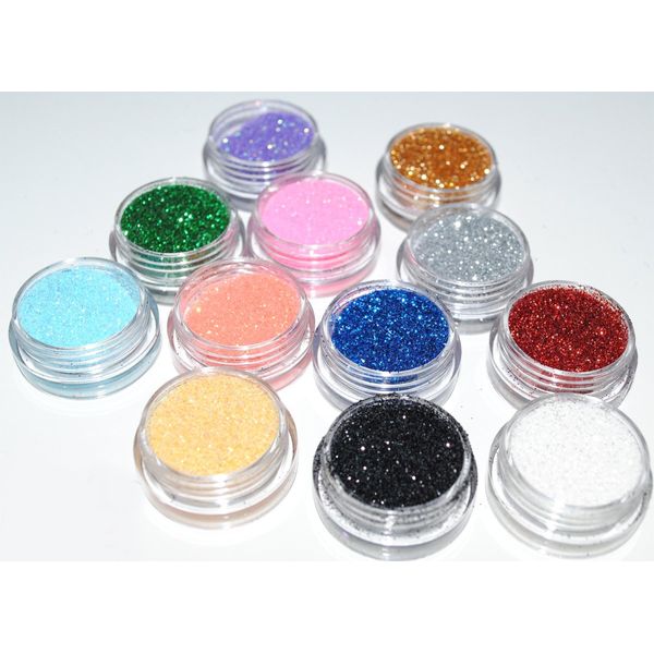 12 Colours Nail Art Tips Glitter Dust Acrylic Powder