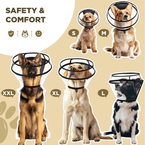 Dog Cone Collar for After Surgery,Transparent Dog Cones Alternative for Small Large Medium Size Dogs,Adjustable Depth Pet Recovery Collars,Elizabethan Collar for Dogs Stop Licking Wound(M)