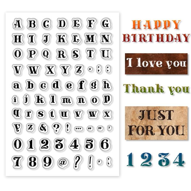 PH PandaHall Clear Stamp Retro Style Alphabet Pattern Silicone Stamp Rubber Stamp for Notebook Antique Craft Card Letter Decoration Calendar Album