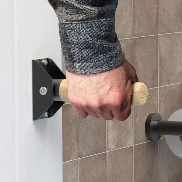 Flip-Up Bamboo Grab Bar 300lb Support Mobility Aid for Doorways