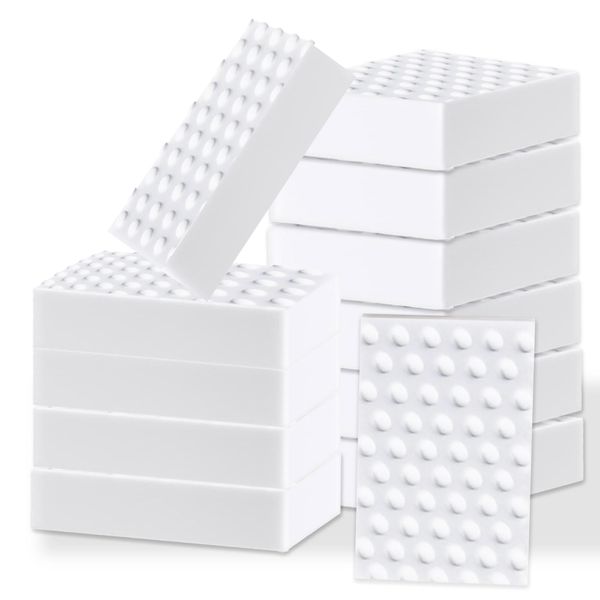 Radierschwamm Reinigungsschwamm, Putzschwamm, Zauberschwamm, 2X Dichte, 12 Stück Magic Sponge Eraser Schmutzradierer Melamin Schwamm, Wunderschwamm, Weiß Putzschwamm für Haushalt, Küche, Wand, Bad