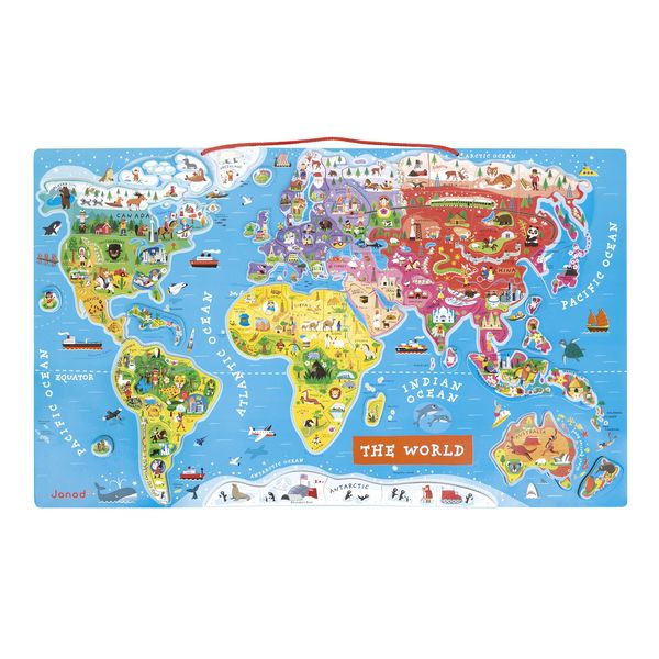 Janod Magnetic World Puzzle English Edition Multicolored J05504