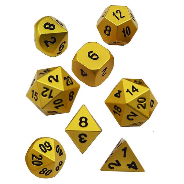 Metal Dice Set with Metal Case - Gold Easy Read DnD Dice Metal Die - Metal DnD Dice Set Includes 2x D20 - Dungeons and Dragons Dice Metal - Antique DnD Metal Dice Set (Gold)