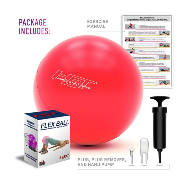 H.G.T Workout Ball - Pilates Ball - Barre Ball - Punching Ball - Mini Exercise Ball - Gym Ball - 12 Inch Exercise Ball - Home Gym Bundle with Ball Exercise - Yoga Exercise Ball Flex Ball - Red