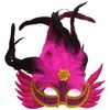 Smiffys Feathered Eyemask with Braid Edge (Gold/ Pink)