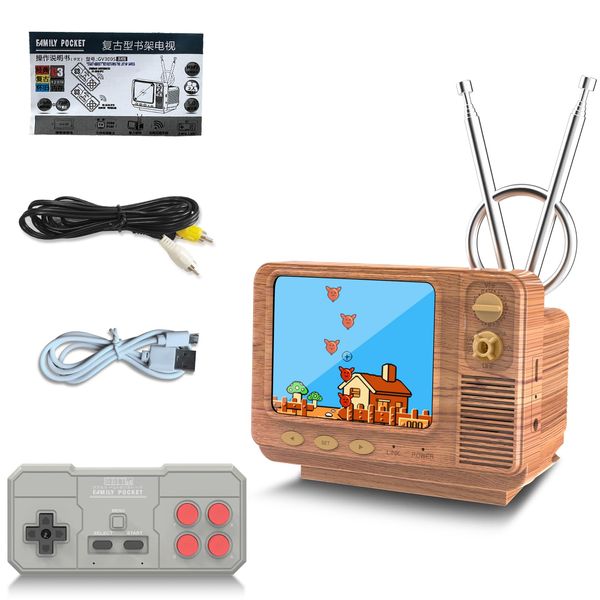 EASEGMER Handheld Game Console GV300S with 168 Classic Game Retro Video Game Console Mini TV Style Support AV Output 2 Player 3.0" Screen Electronic Machine (Wood)