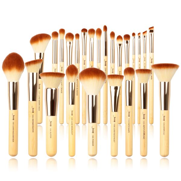 Jessup Pinselset Makeup Pinsel Make Up Pinsel Set Professionelle Bambus Makeup Brush Set Gesicht Lidschatten Augen Kosmetik Pinsel Synthetische Haar Eyeshadow Puder Foundation 25 Stück T135