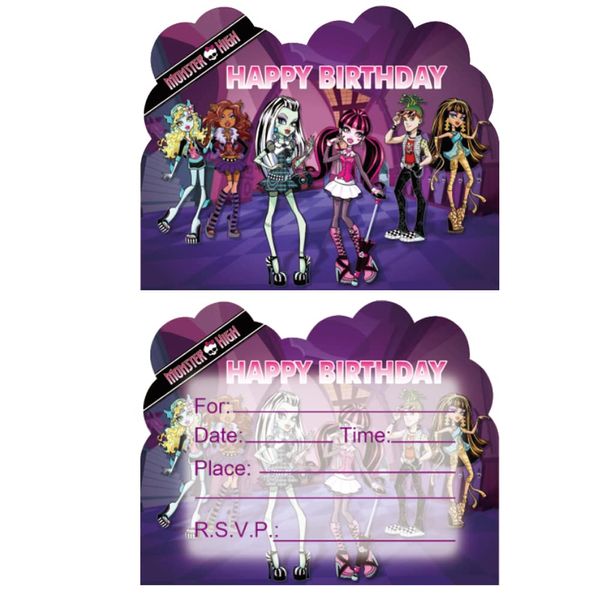 taimowei 20 Pcs monster girl high birthday Party Invitation Cards girl high birthday Party Invitation Cards for monster girl birthday Party Supplies