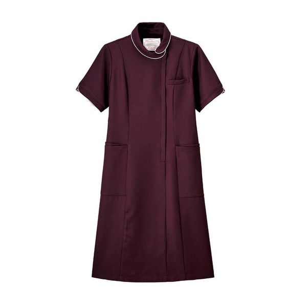 Nurse Airy Texture, Floral Roll Collar Dress, Nurses, Women's, White Coat, Esthetics, Beauty Reception, Uniform, Non-See-through, Wrinkle-Resistant, Antibacterial, Odor Resistant, Stretch, Sweat Absorbent, Quick Drying, UV Protection, Midnight Blue