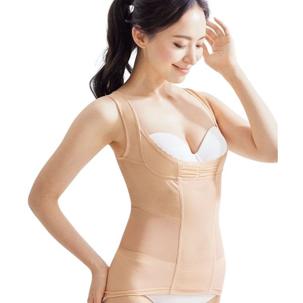 Nissen Corset, Waist Cincher, Slim Body Shaper that Supports Increased Bust, milkti beige